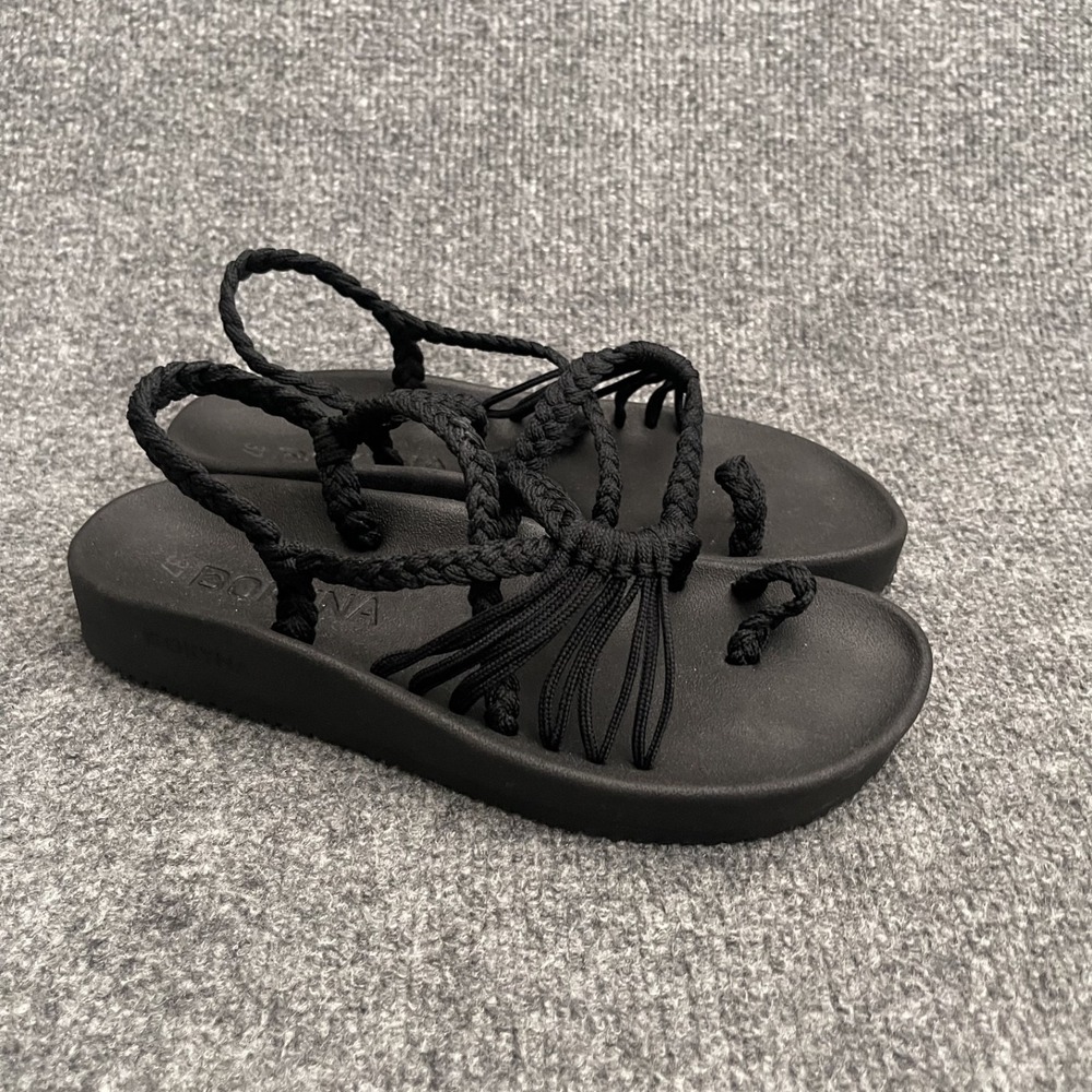 Bokyna Elevate Soulmate Rope Sandals Womens Sz 37 Black Platform Cushion